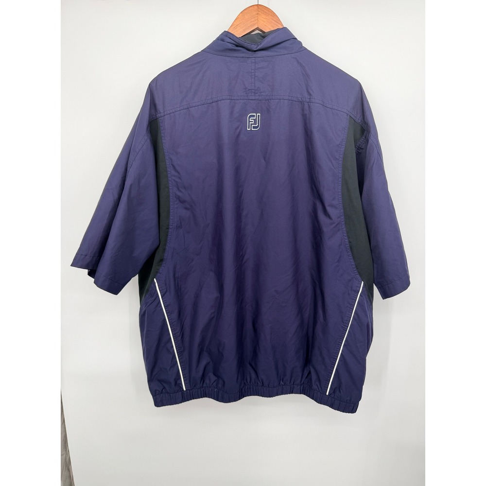 FootJoy DryJoys Windshirt Mens XXL Navy Blue Short Sleeve Golf Pullover - Picture 2 of 8